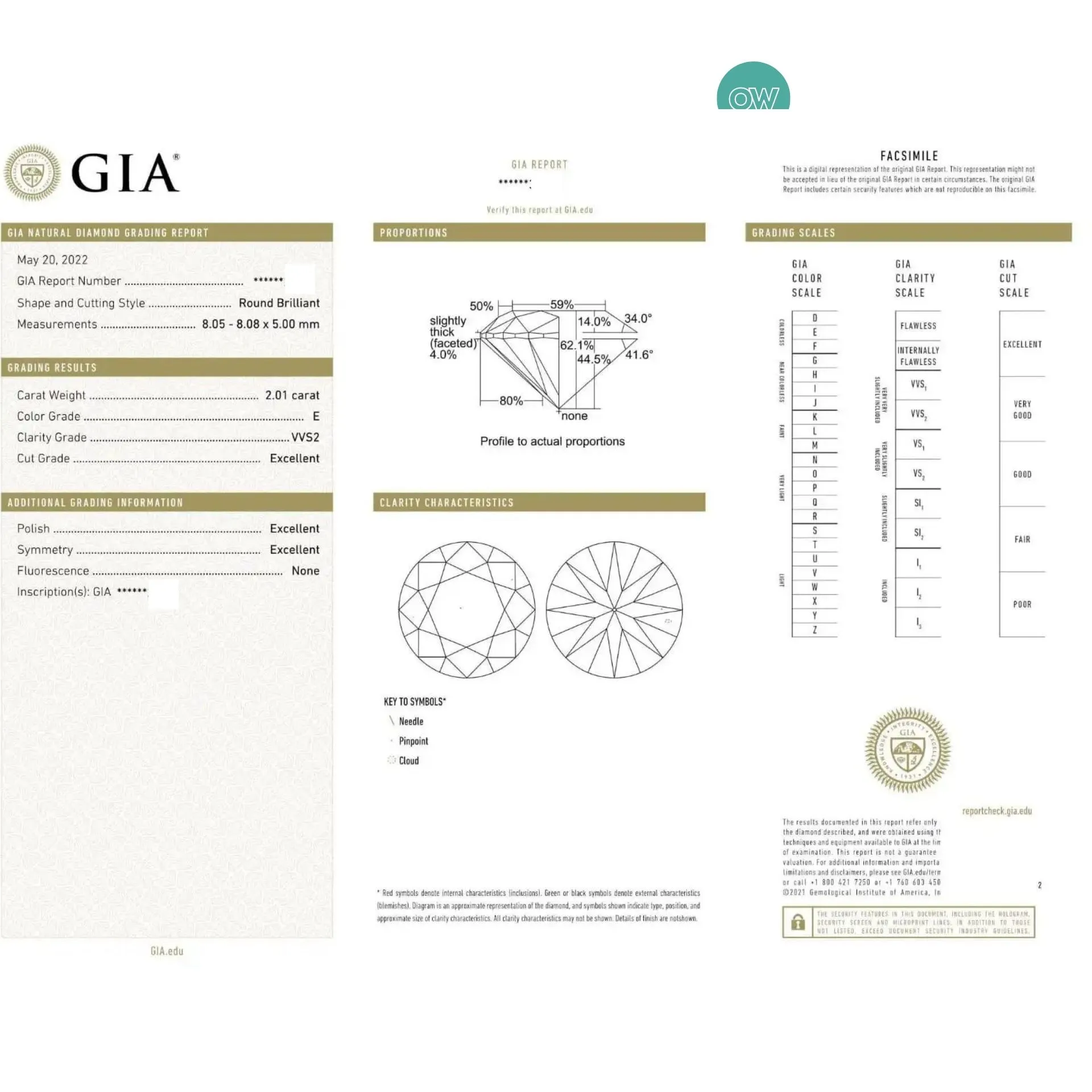 GIA diamond Report Sample diamond earrings